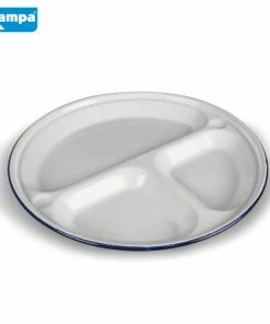 Kampa White Enamel 3 Section Plate Cooking